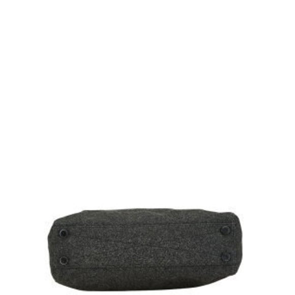 Prada triangle logo plate handbag tote bag Grey wool - Picture 4 of 10